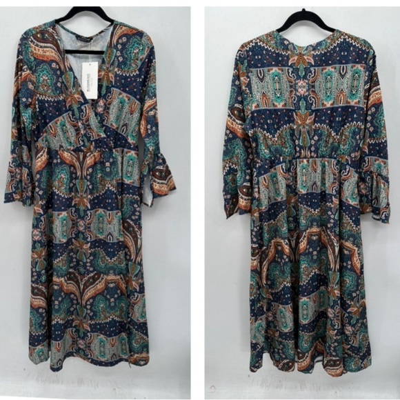 BloomChic Dresses & Skirts - BLOOMCHIC womans milkmaid boho blue-teal lightweight maxi dress NWT 12